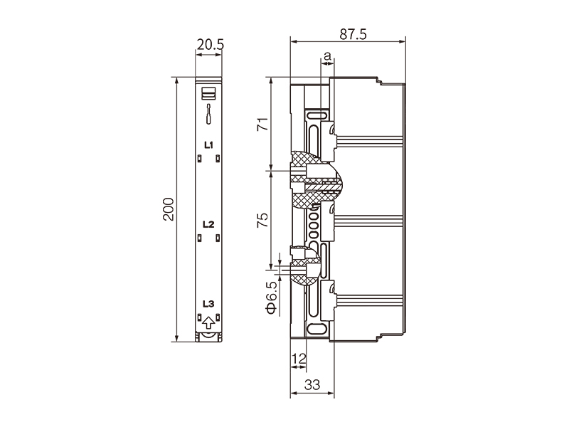 DN52009的外形尺寸信息 金萊勒DN52009母線支架外形尺寸圖.jpg