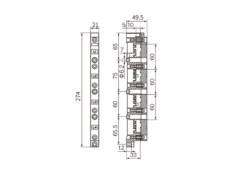 DN52357的外形尺寸信息 金萊勒DN52357母線支架外形尺寸圖.jpg